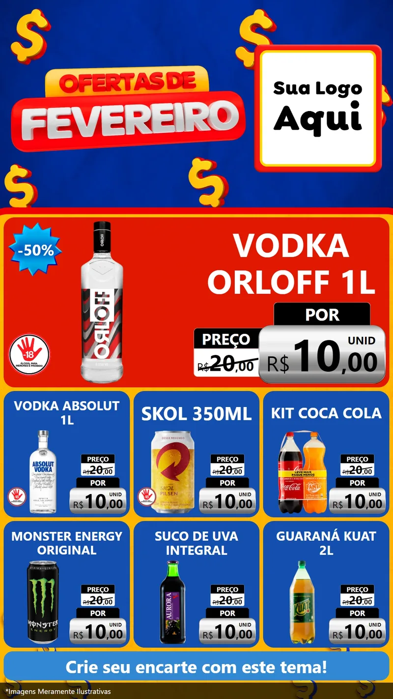 Modelo de Rede Social para Stories com o tema Ofertas de Fevereiro para Distribuidora de bebidas