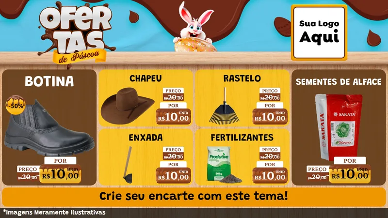 Modelo de TV para TV Horizontal com o tema Ofertas de Páscoa para Agropecuária