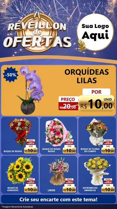 Modelo de Rede Social para Stories com o tema Réveillon de Ofertas para Floricultura e jardim