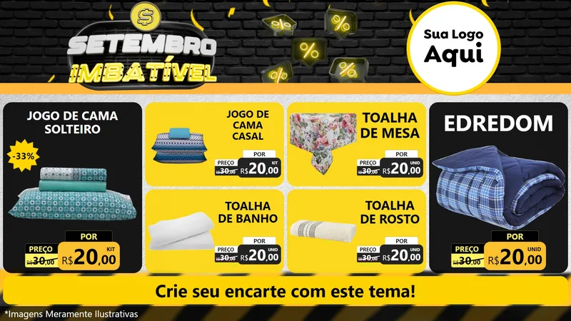Modelo de TV para TV Horizontal com o tema Setembro Imbatível para Cama, Mesa e Banho