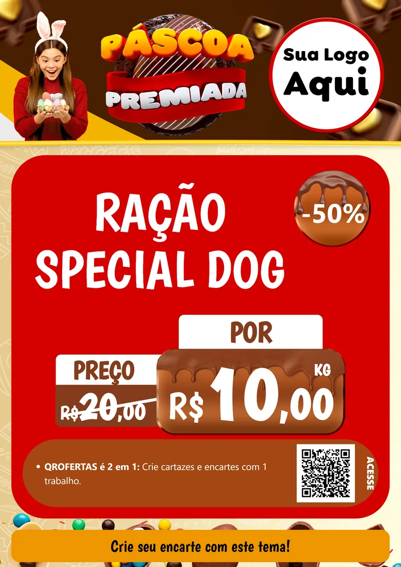Modelo de Cartaz para Cartaz A4 Vertical com o tema Páscoa Premiada para Pet Shop