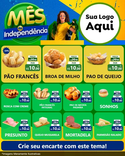 Modelo de Rede Social para Feed Instagram com o tema Mês da Independência para Padaria