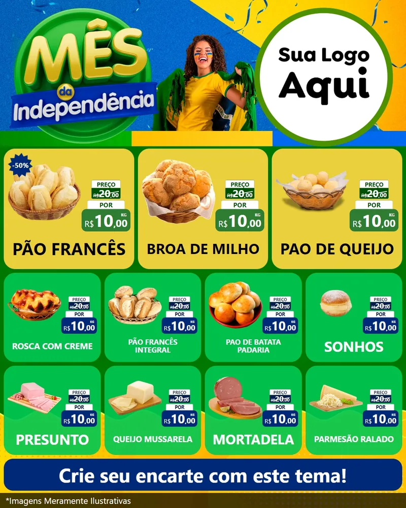 Modelo de Rede Social para Feed Instagram com o tema Mês da Independência para Padaria