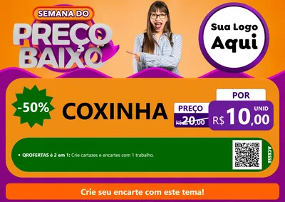 Modelo de Cartaz para Cartaz A4 Horizontal com o tema Semana do Preço Baixo para Salgadaria
