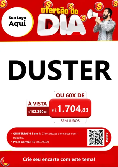 Modelo de Cartaz para Cartaz A4 Vertical com o tema Ofertão do dia para Concessionaria de Carros