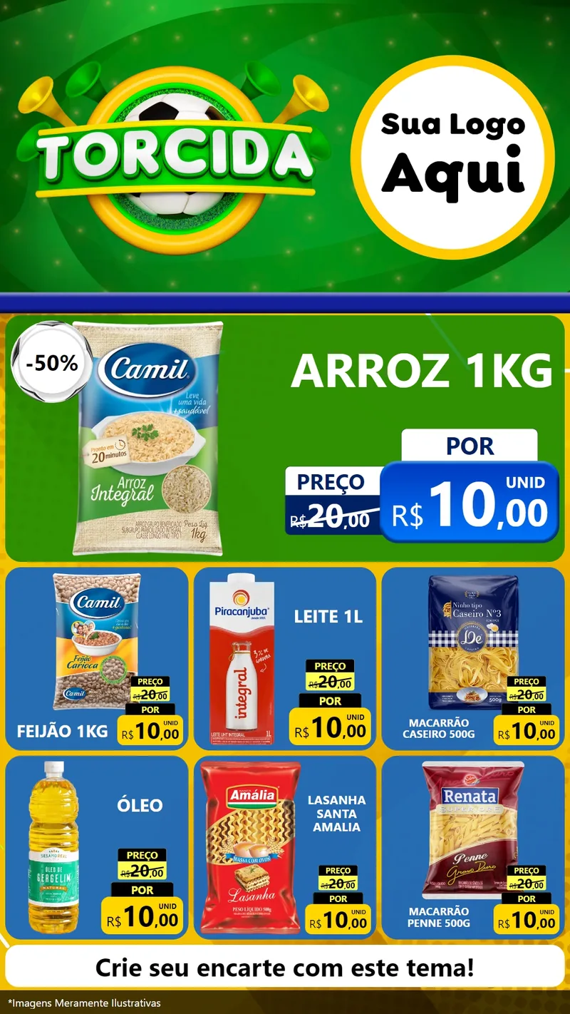 Modelo de Rede Social para Stories com o tema Torcida para Supermercado