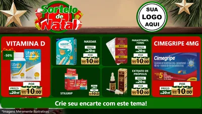 Modelo de TV para TV Horizontal com o tema Sorteio de Natal para Farmácia