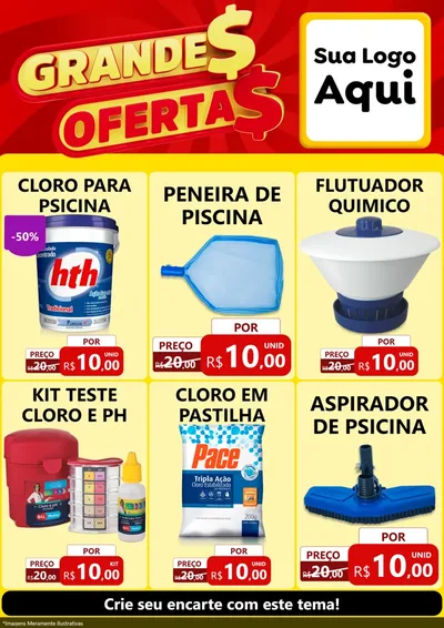 Modelo de Encarte para Encarte A4 Vertical com o tema Grandes Ofertas para Produtos para Piscina