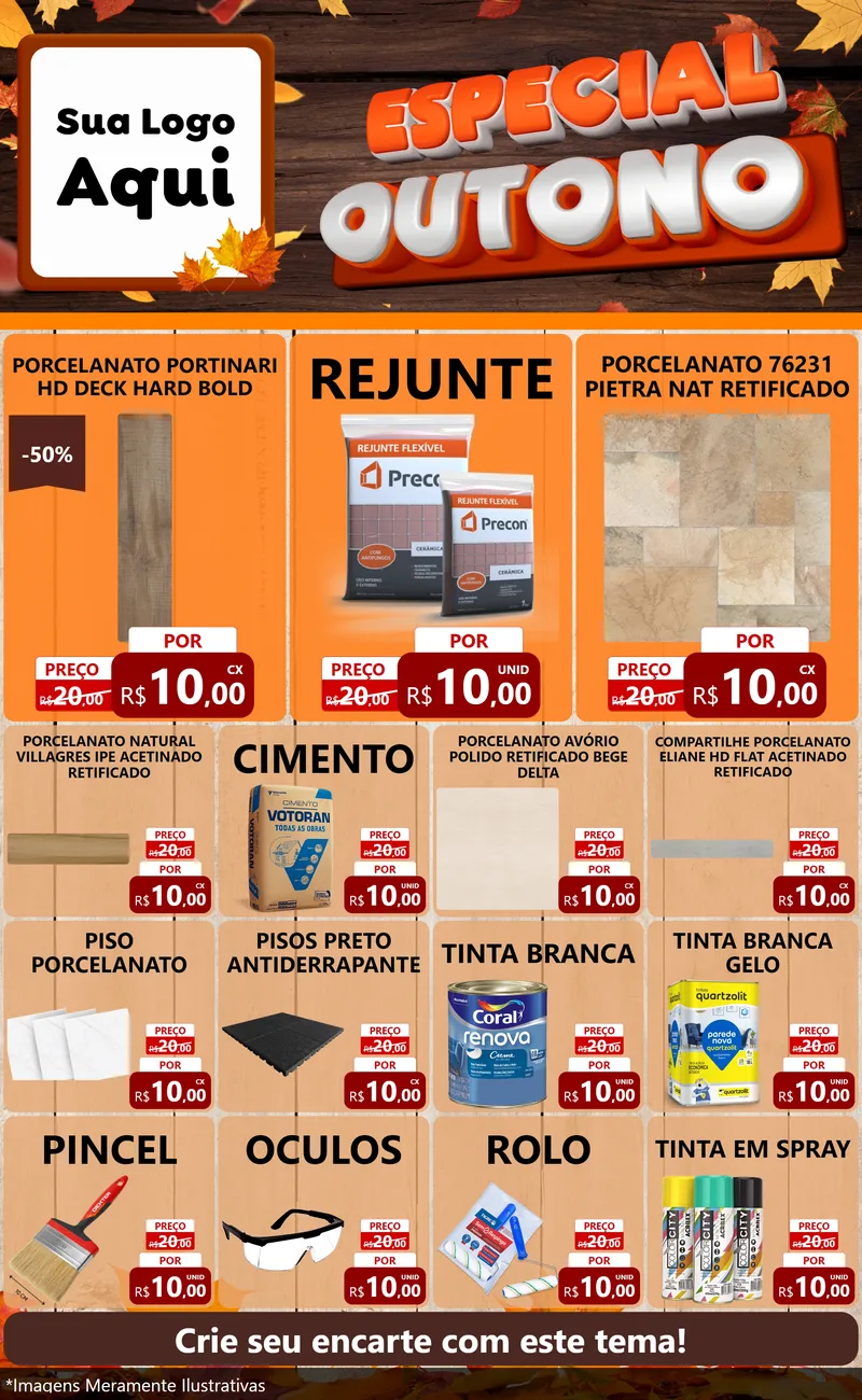 Modelo de Encarte para Encarte Grande com o tema Especial Outono para Pisos e revestimentos