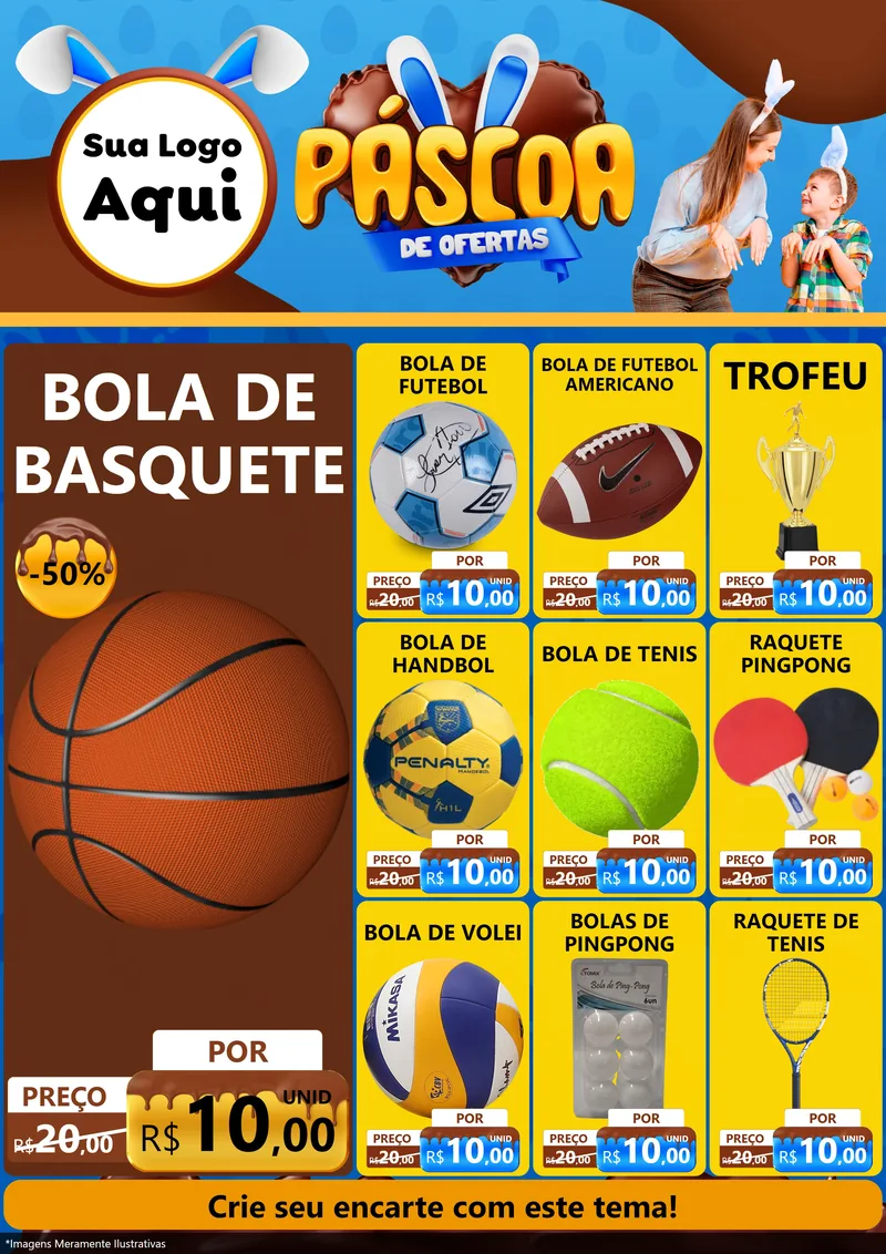 Modelo de Encarte para Encarte A4 Vertical com o tema Páscoa de Ofertas para Artigos Esportivos