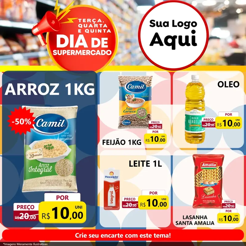 Modelo de Rede Social para Feed Facebook com o tema Dia de Supermercado para Supermercado