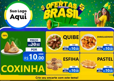 Modelo de Encarte para Encarte A4 Horizontal com o tema Ofertas Semana do Brasil para Salgadaria