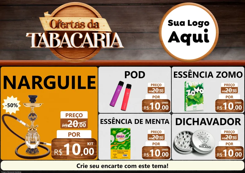 Modelo de Encarte para Encarte A4 Horizontal com o tema Ofertas da Tabacaria para Tabacaria