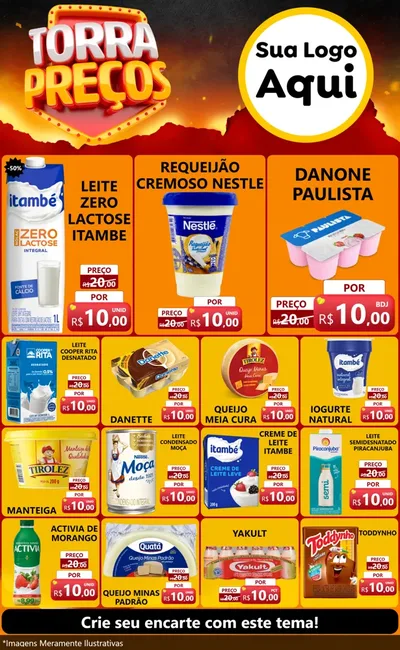 Modelo de Encarte para Encarte Grande com o tema Torra Preços para Frios e Laticínios