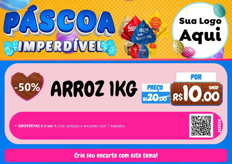 Modelo de Cartaz para Cartaz A4 Horizontal com o tema Páscoa Imperdível para Supermercado