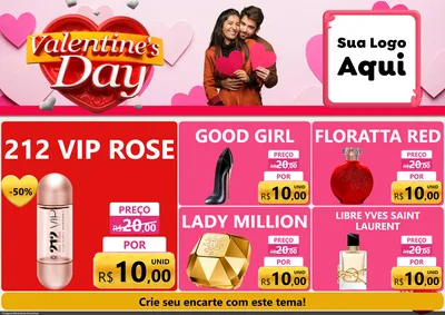 Modelo de Encarte para Encarte A4 Horizontal com o tema Valentine's Day para Perfumes