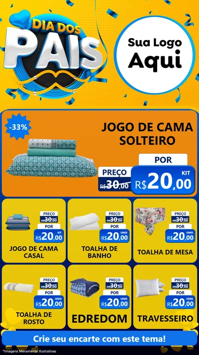 Modelo de Rede Social para Stories com o tema Dia dos Pais para Cama, Mesa e Banho
