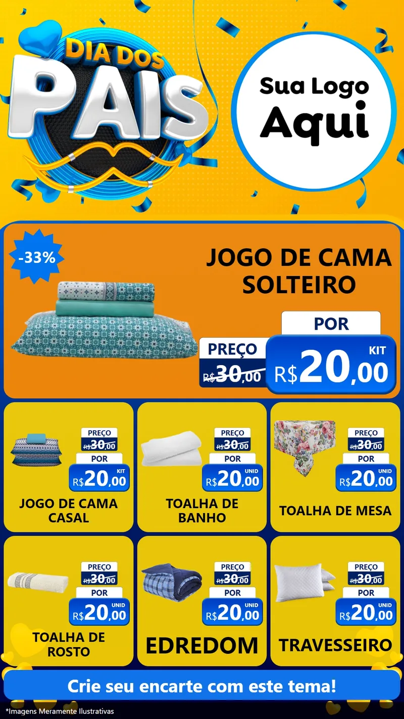 Modelo de Rede Social para Stories com o tema Dia dos Pais para Cama, Mesa e Banho