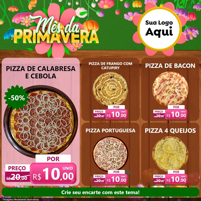 Modelo de Rede Social para Feed Facebook com o tema Mês da Primavera para Pizzaria