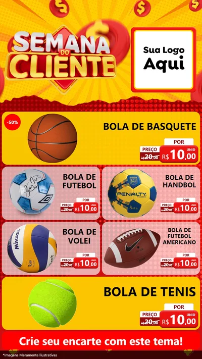 Modelo de TV para TV Vertical com o tema Semana do Cliente para Artigos Esportivos