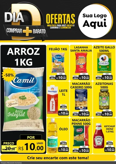 Modelo de Encarte para Encarte A4 Vertical com o tema Dia D Mais Economia para Supermercado