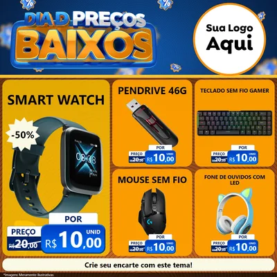Modelo de Rede Social para Feed Facebook com o tema Dia D Preço Baixo para Informática