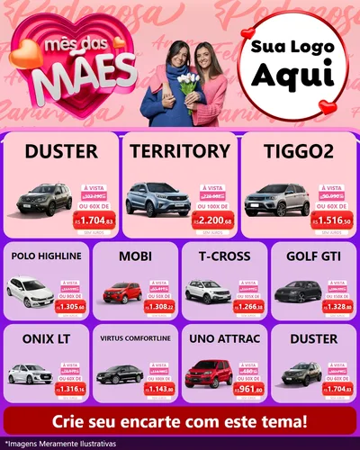 Modelo de Rede Social para Feed Instagram com o tema Mês Das Mães para Concessionaria de Carros