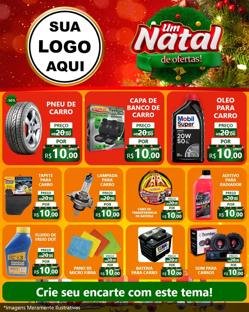 Modelo de Rede Social para Feed Instagram com o tema Um Natal de Ofertas para Auto peças