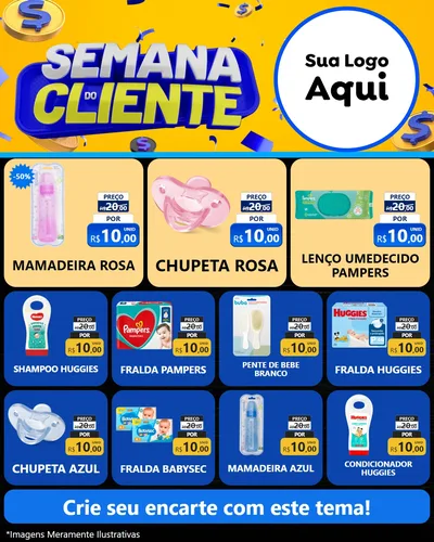 Modelo de Rede Social para Feed Instagram com o tema Semana do Cliente para Bebês