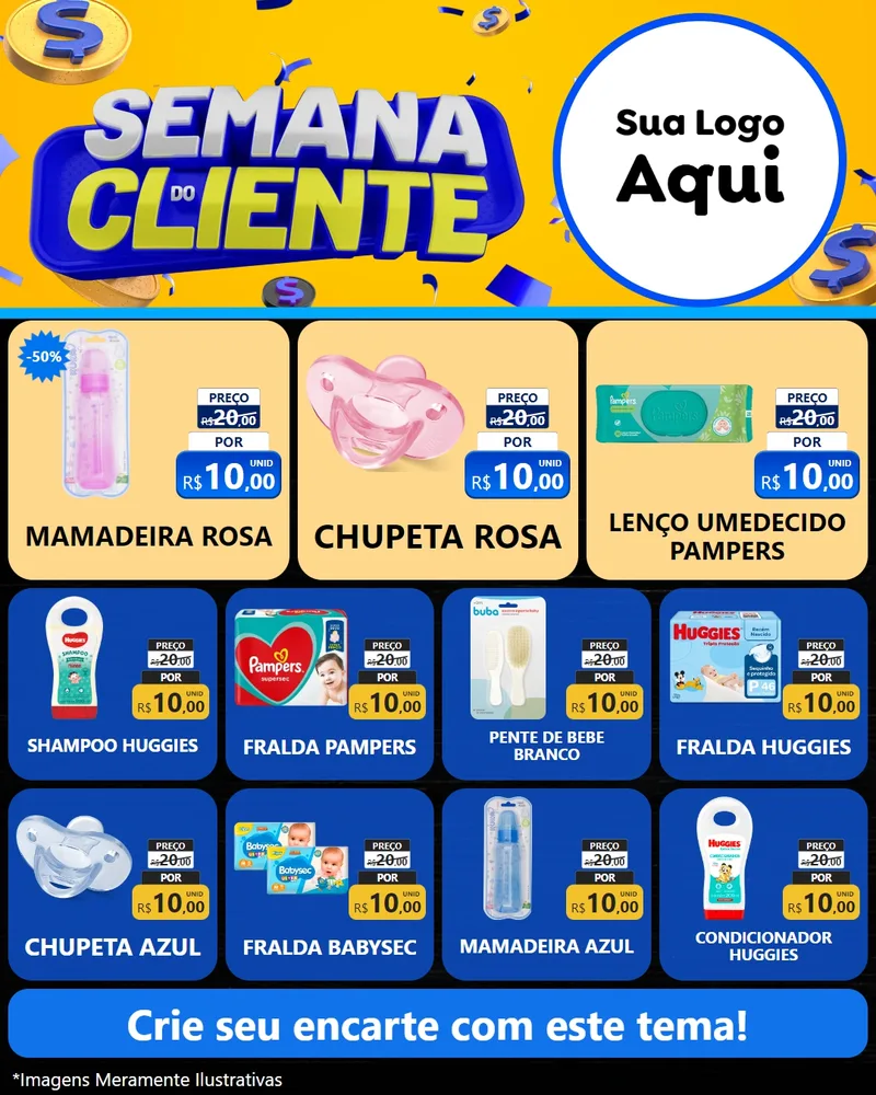 Modelo de Rede Social para Feed Instagram com o tema Semana do Cliente para Bebês