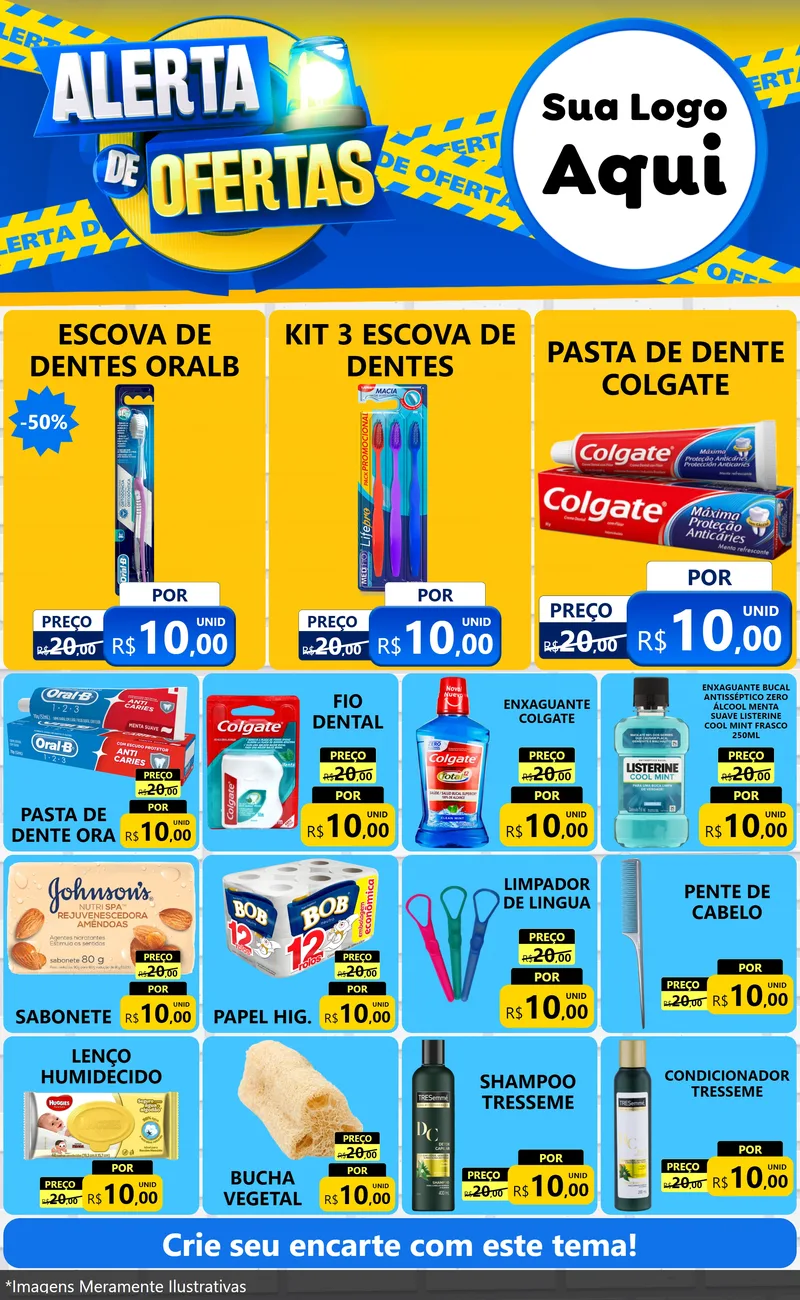 Modelo de Encarte para Encarte Grande com o tema Alerta de Ofertas para Higiene Pessoal