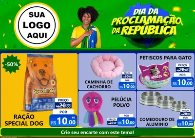 Modelo de Encarte para Encarte A4 Horizontal com o tema Dia Da Proclamação Da República para Pet Shop
