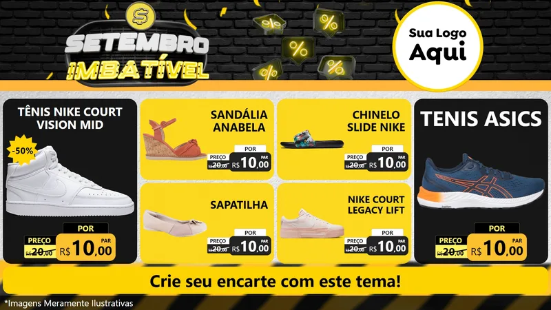 Modelo de TV para TV Horizontal com o tema Setembro Imbatível para Calçados