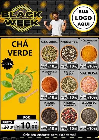 Modelo de Encarte para Encarte A4 Vertical com o tema Black Week para Produtos Naturais