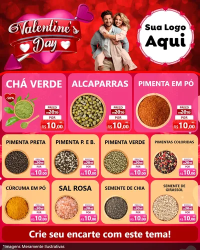 Modelo de Rede Social para Feed Instagram com o tema Valentine's Day para Produtos Naturais