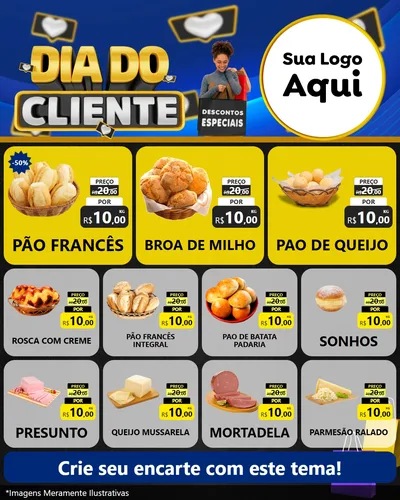 Modelo de Rede Social para Feed Instagram com o tema Dia Do Cliente para Padaria