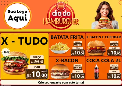 Modelo de Encarte para Encarte A4 Horizontal com o tema Dia Do Hambúrguer para Hamburgueria