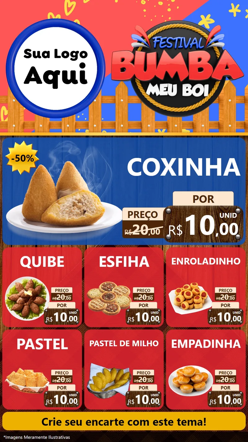 Modelo de Rede Social para Stories com o tema Festival Bumba Meu Boi para Salgadaria