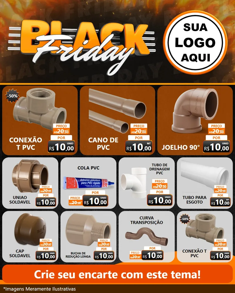 Modelo de Rede Social para Feed Instagram com o tema Black Friday para Tubos e conexões
