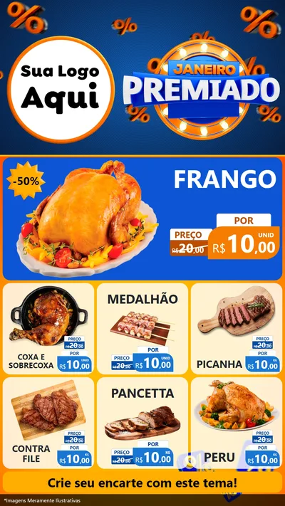 Modelo de Rede Social para Stories com o tema Janeiro Premiado para Assados