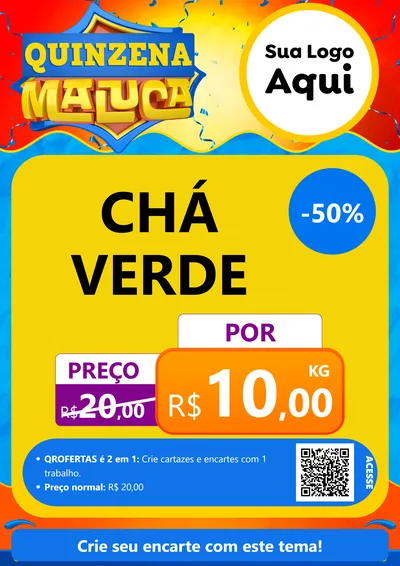 Modelo de Cartaz para Cartaz A4 Vertical com o tema Quinzena Maluca para Produtos Naturais