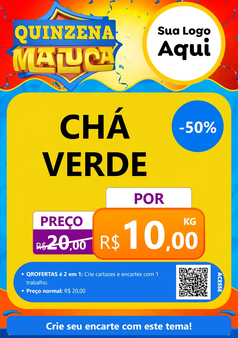 Modelo de Cartaz para Cartaz A4 Vertical com o tema Quinzena Maluca para Produtos Naturais