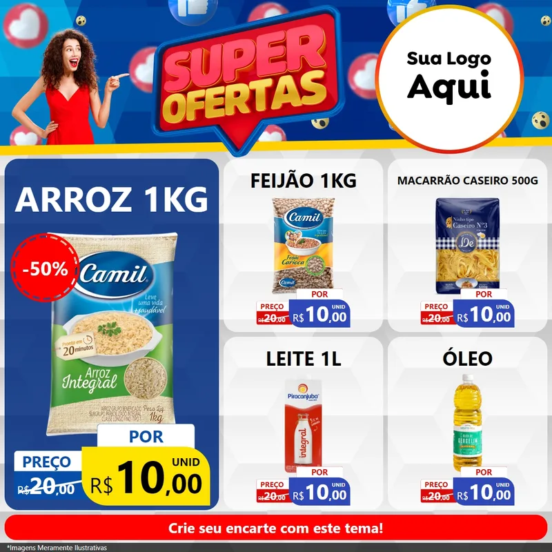 Modelo de Rede Social para Feed Facebook com o tema Super Ofertas para Supermercado