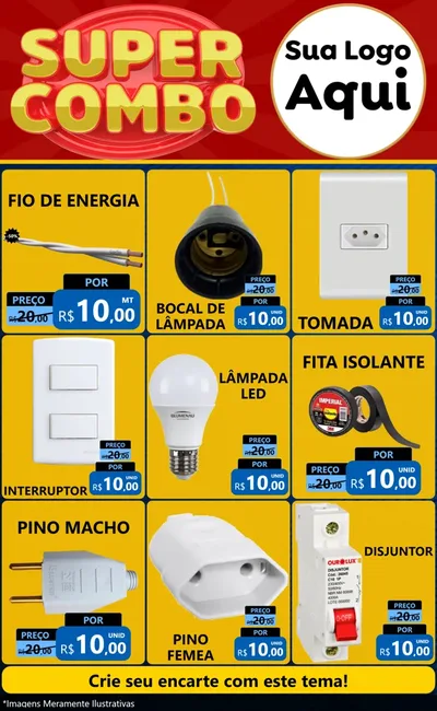 Modelo de Encarte para Encarte Grande com o tema Super Combo para Materiais Elétricos