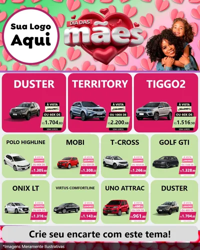 Modelo de Rede Social para Feed Instagram com o tema Dia das Mães para Concessionaria de Carros