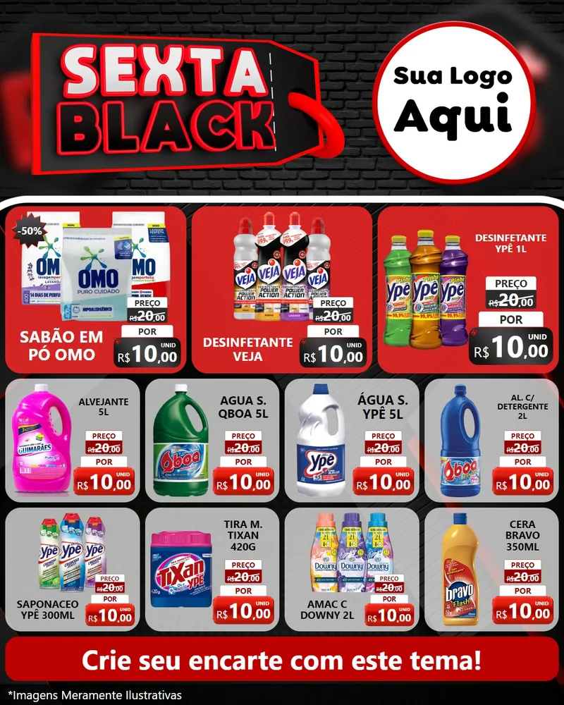 Modelo de Rede Social para Feed Instagram com o tema Sexta Black para Produtos de Limpeza