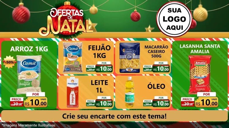 Modelo de TV para TV Horizontal com o tema Ofertas de Natal para Supermercado