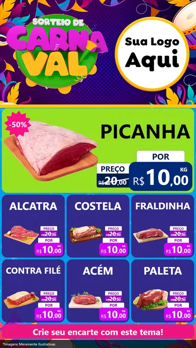 Modelo de Rede Social para Stories com o tema Sorteio de Carnaval para Açougue