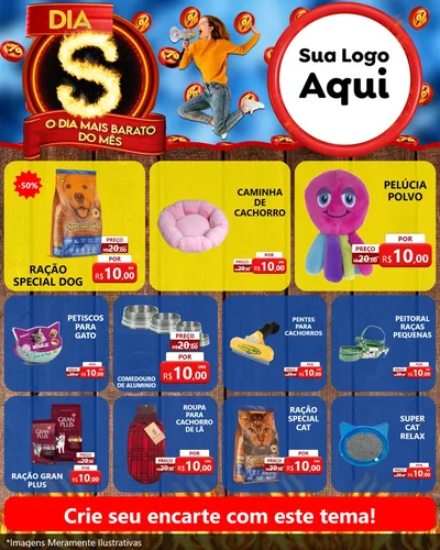 Modelo de Rede Social para Feed Instagram com o tema Dia S - O Dia Mais Barato Do Mês para Pet Shop