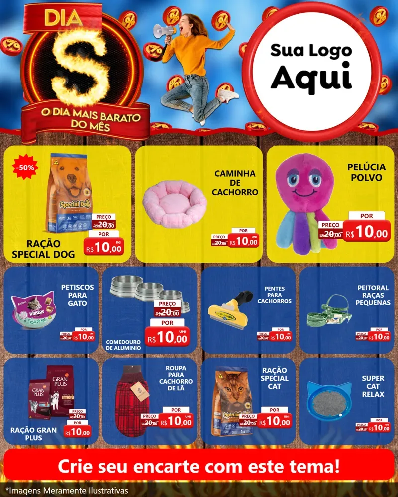 Modelo de Rede Social para Feed Instagram com o tema Dia S - O Dia Mais Barato Do Mês para Pet Shop